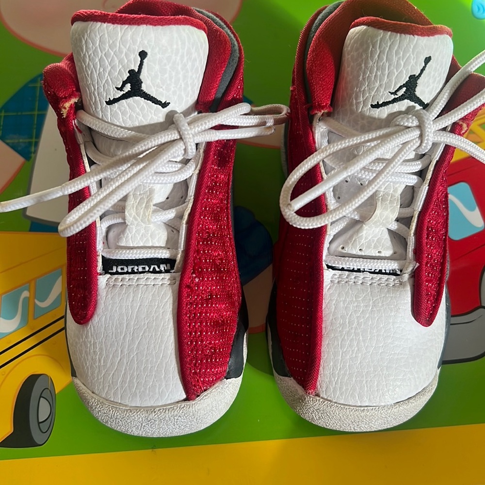 Red and Grey Jordan sneakers